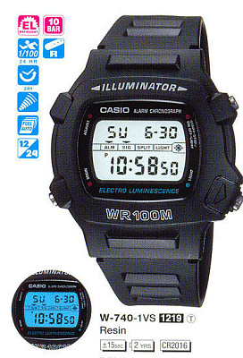 Часы CASIO W-740-1V