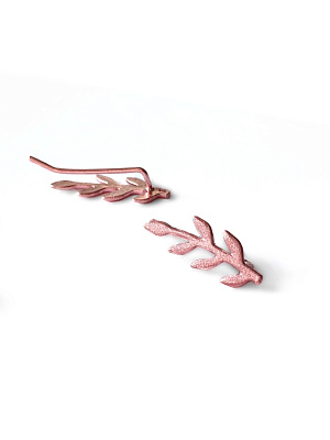Серебряные серьги-зажимы "Nature" матированные pink