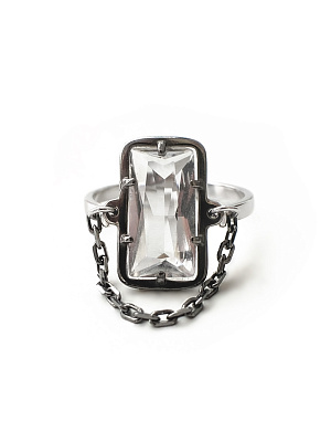 Серебряное кольцо "Лед" с горным хрусталем еще крупнее