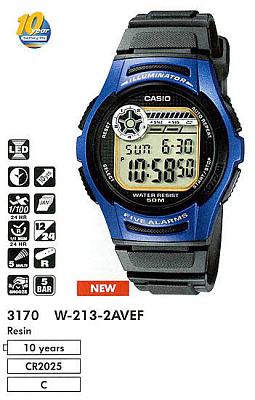 Часы CASIO W-213-2A