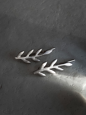 Серебряные серьги-зажимы "Nature" матированные