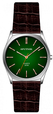 Часы Спутник М-858171 Н -1 (зелен)кож.рем