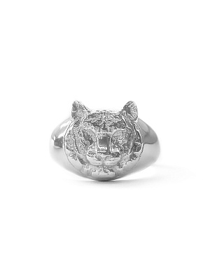 Серебряное кольцо-печатка "Крутой тигр"
