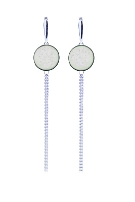 Серебряные серьги-кисти с белым мрамором круглой формы
