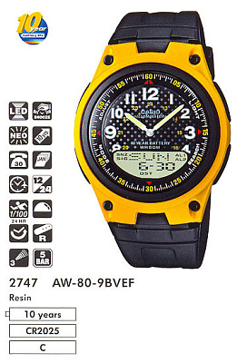 Часы CASIO AW-80-9B
