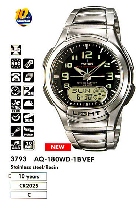 Часы CASIO AQ-180WD-1B