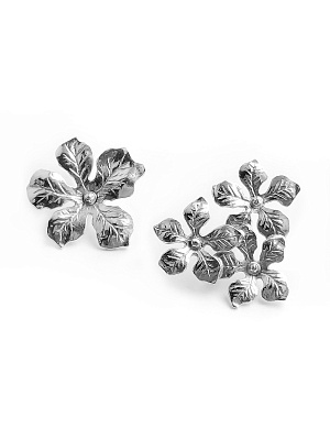 Серебряные асимметричные серьги "Цветы"