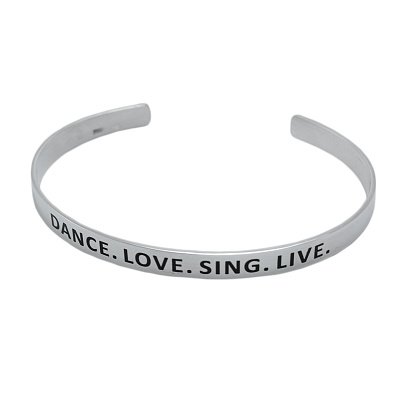 Серебряный каркасный браслет "DANCE.LOVE.SING.LIVE."