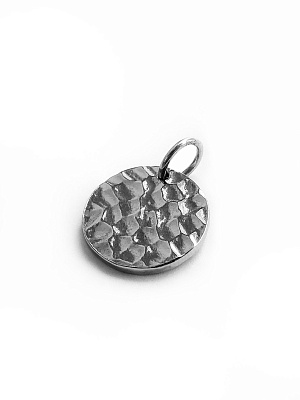 Cеребряный круглый медальон с битой поверхностью