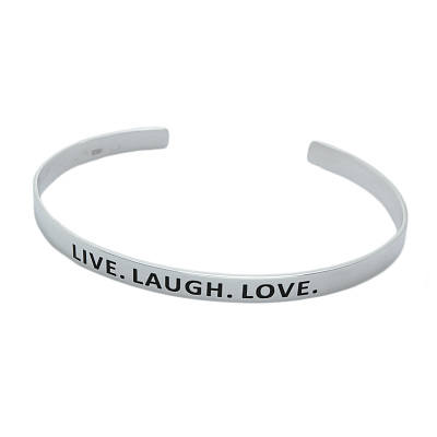 Серебряный каркасный браслет "LIVE.LAUGH.LOVE."