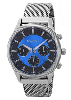 GUARDO Premium 11102-1 чёрный+голубой мужские кварцевые часы