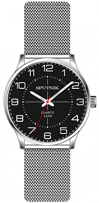 Часы Спутник М-997040-1(черн.,бел.оф.)