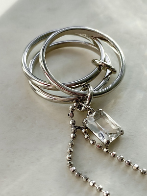 Серебряное тройное кольцо "Лёд" с гранью