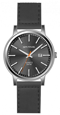 Часы Спутник М-401031 Н -1 (серый) календ.кож.рем