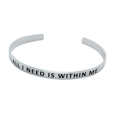 Серебряный каркасный браслет "ALL I NEED IS WITHIN ME"